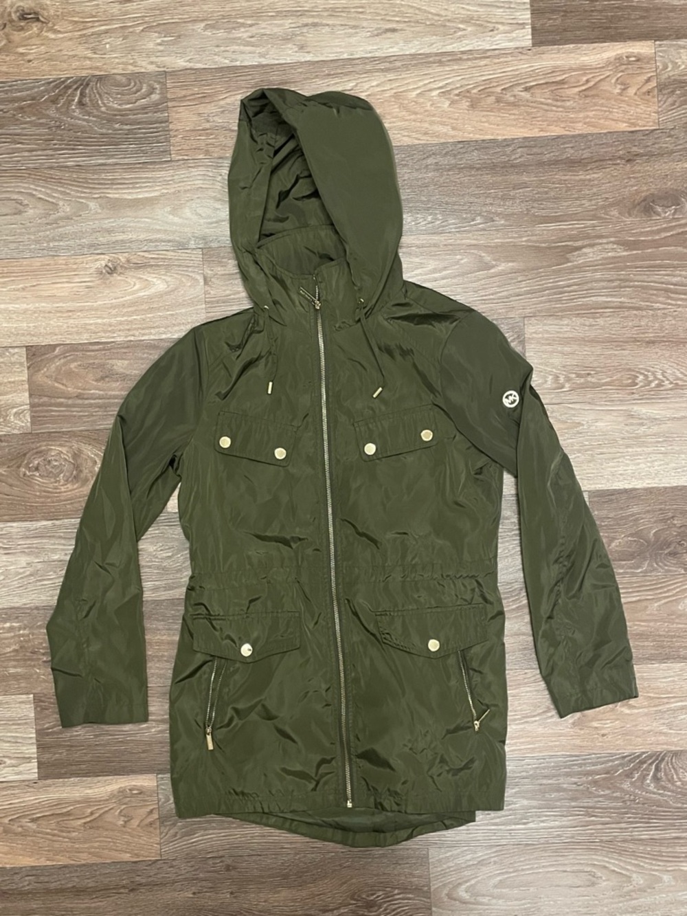 Michael Kors Green Hooded Rainjacket Small